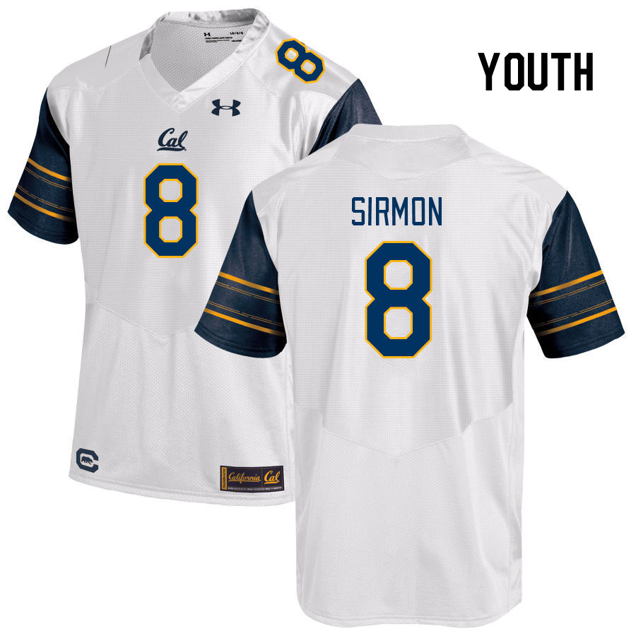Youth #8 Jackson Sirmon California Golden Bears College Football Jerseys Stitched Sale-White - Click Image to Close
